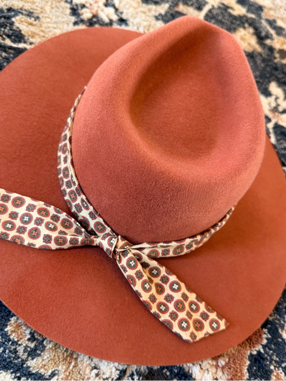 Wyeth Wool Fedora Hat Rust Brown Wide Brim Boho Western Festival Anthropologie